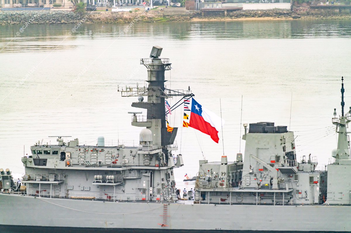 WarshipCam's tweet photo. Chilean Navy Type 23 Duke-class frigate Almirante Lynch (FF-07) (EX-HMS Grafton F80) coming into San Diego - June 15, 2022 #almirantelynch #ff07 @Armada_Chile
* photos courtesy of @cjr1321 https://t.co/Y0IRwEexqA