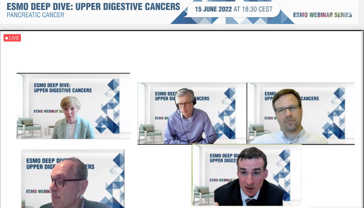 Excellent @myESMO webinar today, completely reserved to #PancreaticCancer! Extremely useful for #youngoncologist and great Q&A session!
Thanks @EileenMOReilly @KenOliveLab @KennethPOlive Prof. #Cascinu @SanRaffaeleMI  Dr. #Aguirre Dr.  #Seufferlein