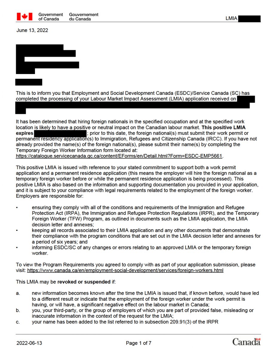 The 4th approved LMIA of this week is just received!
What a week for us that makes us proud ourselves to serve the best to our clients!
If you are willing to work in Canada, we are here to help you with LMIA and work permit stuff!

#joboffer #lmia #job #immigrationconsultant
