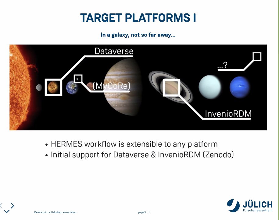 Oliver Bertuch (Forschungszentrum Jülich GmbH): HERMES: Metadata-rich, Automateable Research Software Publication #Dataverse2022 #metadata #PROJECTHERMES
