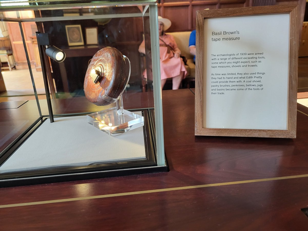 DommettTom's tweet photo. Stunning day @NT_SuttonHoo walking in the footsteps of royalty, plus Basil Brown's actual tape measure and enjoying #SwordsOfKingdoms exhibition - highlight seeing Peggy Piggot's pyramidal mounts. "What would you do if you'd found those?" My answer: "I'd cry. I'd just cry" https://t.co/ZRK6zECR7a
