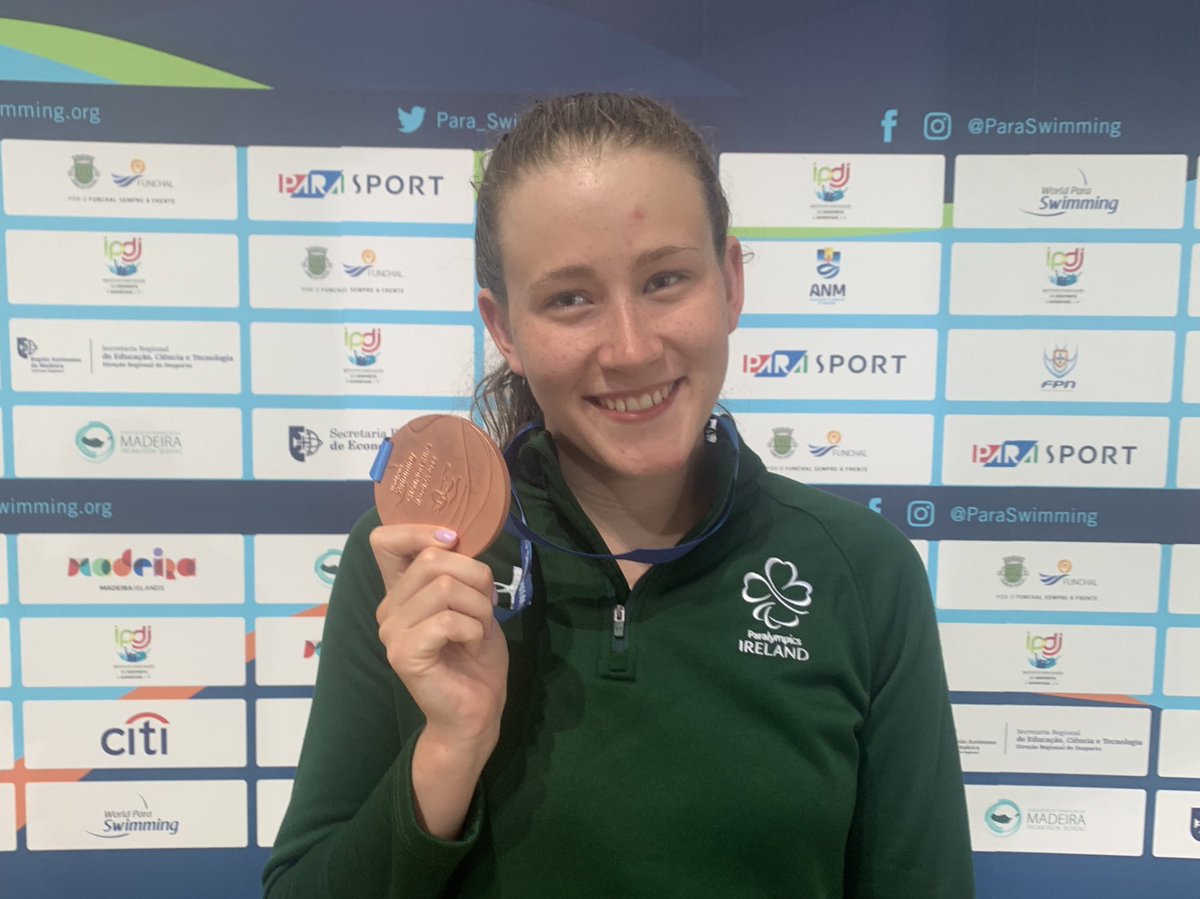 ParalympicsIRE's tweet photo. There she is with medal no.2 of the week. 

🥉🥉

Róisín Ní Riain, what a hero she is #TeamIreland #TheNextLevel #Madeira2022 https://t.co/li959xgl9g