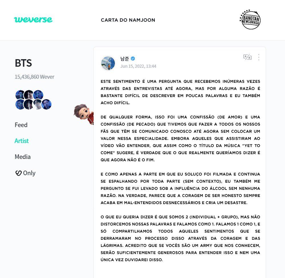 BTSNewsBrasil's tweet photo. 📍 Tradução da carta do Namjoon no Weverse. 

*É importante que todos leiam. 💜

@BTS_twt #BTS https://t.co/P5OkNGCyIw