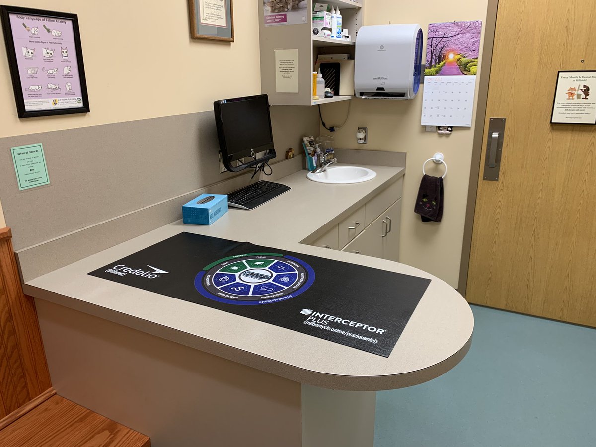 Hillside43050's tweet photo. Loving our new table-top mats @Elanco #interceptorplus #credelio #360protection #thankscharles https://t.co/VbmOnuQjtH