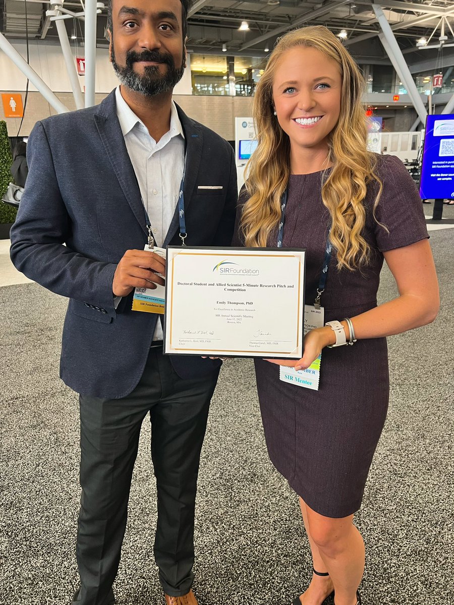 Emily Thompson, PhD (@em_a_thompson) on Twitter photo Honored to have the opportunity to present my science investigating novel image-guided approaches to HCC management at #SIR2022! Proud to represent the field of #medicalphysics and #imagingphysics with my 1st place award! Thank you <a href="/SIRspecialists/">Society of Interventional Radiology</a> and <a href="/GovindSLab/">Govind Srimathveeravalli</a> for the support! Honored to have the opportunity to present my science investigating novel image-guided approaches to HCC management at #SIR2022! Proud to represent the field of #medicalphysics and #imagingphysics with my 1st place award! Thank you <a href="/SIRspecialists/">Society of Interventional Radiology</a> and <a href="/GovindSLab/">Govind Srimathveeravalli</a> for the support!