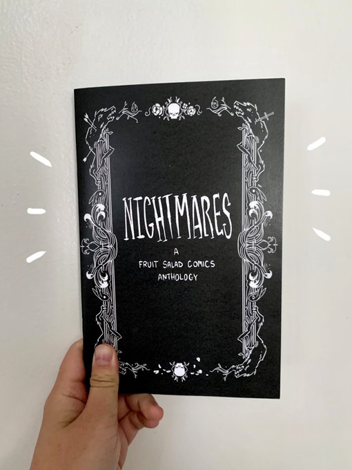 SO excited to finally share this book...
NIGHTMARES - a 40pg B&amp;W short comic anthology🖤💀
A few friends and I slowly put this together this past year and now it's debuting it at TCAF this weekend under our new group - Fruit Salad Comics!
It's been a real labour of love!! 