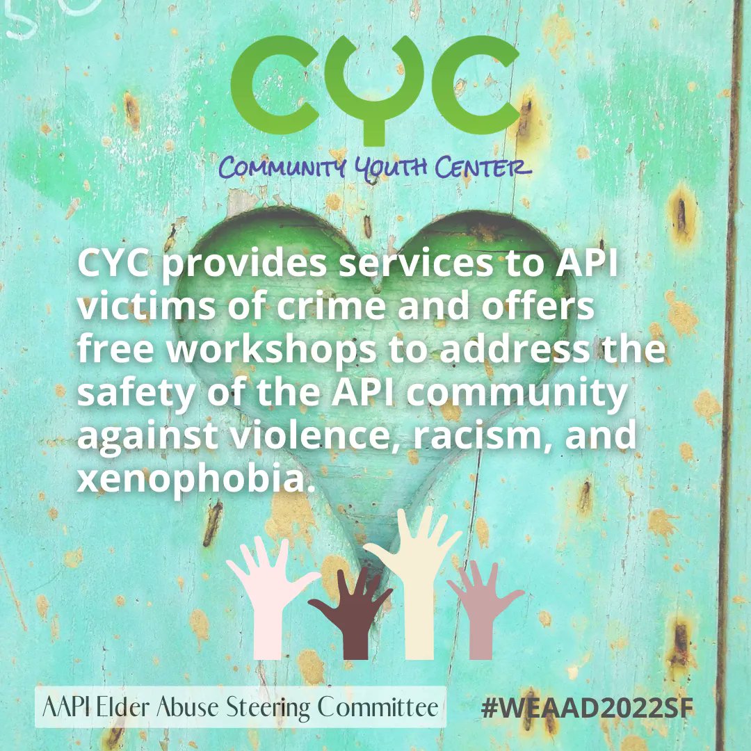 cyc_sf's tweet image. CYC’s serves AAPI victims and survivors of crime, including elderly victims. We provide linkage to community services, like IHSS, and conduct well-being checks. Our services are available in Cantonese, Mandarin, Toisan, Vietnamese, Tagalog, and Thai. #WEAAD #WEAAD2022