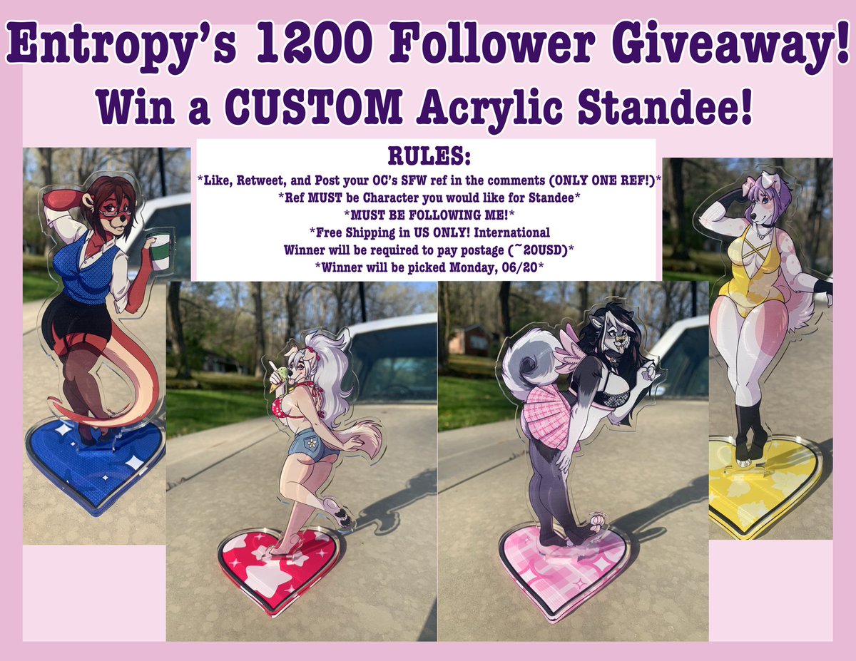 EntropyStar's tweet image. ✨ IT IS TIME ✨
G1VEAWAY STARTS NOW!
Please read the entire image before entering!
Standee will be One Single Cel-Shaded Character!
Looking forward to seeing your beautiful OC’s!