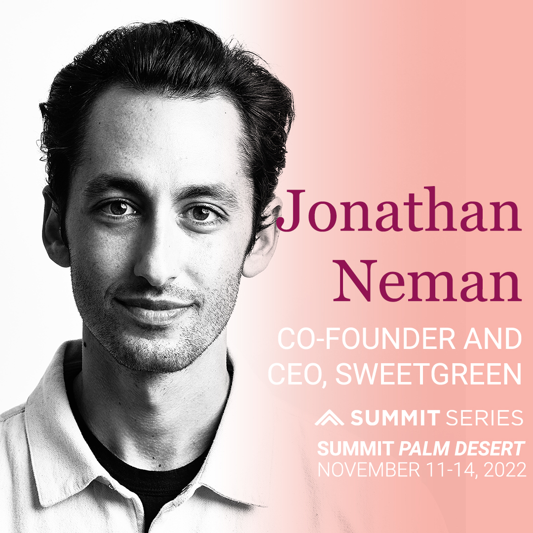 Jonathan Neman, Co-founder and CEO of Sweetgreen, brings his vision for the future of food and nutrition in our communities to Summit Palm Desert this fall. See you there! summit.co/event/palm-des…