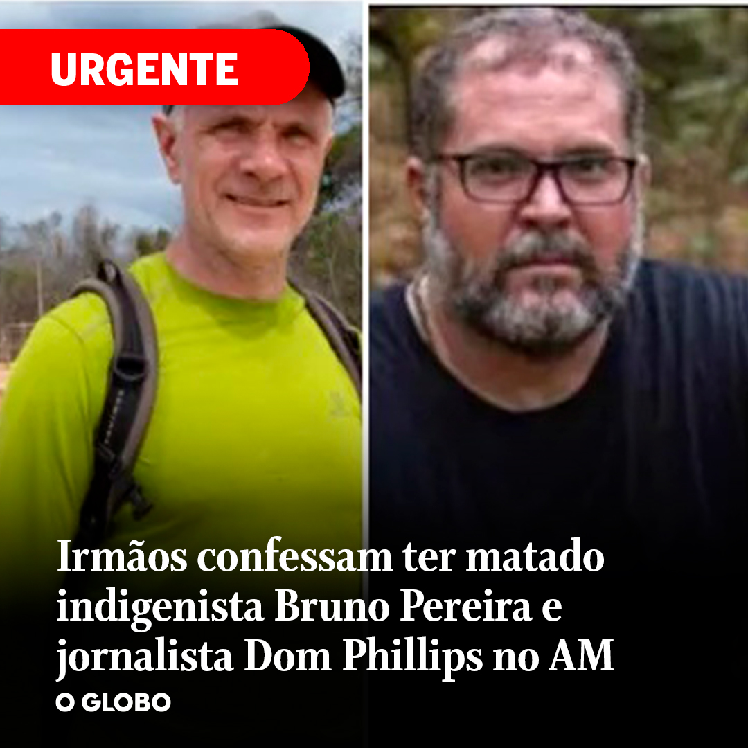 JornalOGlobo's tweet photo. Amarildo da Costa de Oliveira, o Pelado, e o irmão dele, Oseney da Costa Oliveira, o Dos Santos, admitiram o crime e foram levados pela Polícia Federal para a área de buscas pela dupla, cujo paradeiro era desconhecido desde o dia 5 de junho. https://t.co/LT6BoQCO5i #JornalOGlobo https://t.co/TyL8h1AnYG