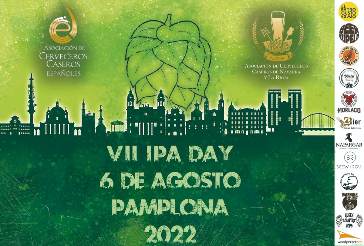 ACCE_Cerveceros's tweet photo. Tenemos el placer de anunciar el concurso de elaboración de cerveza casera "IPA Day". Se celebrará en Pamplona, con la @accnr1 ejerciendo de anfitrión 👏🏻. 

⚠️ Más información en https://t.co/c7HRybyxtf

Y eso no es todo, habrá más actividades para celebrar el #IPADay 🍻 https://t.co/YpZ5x0RDc3