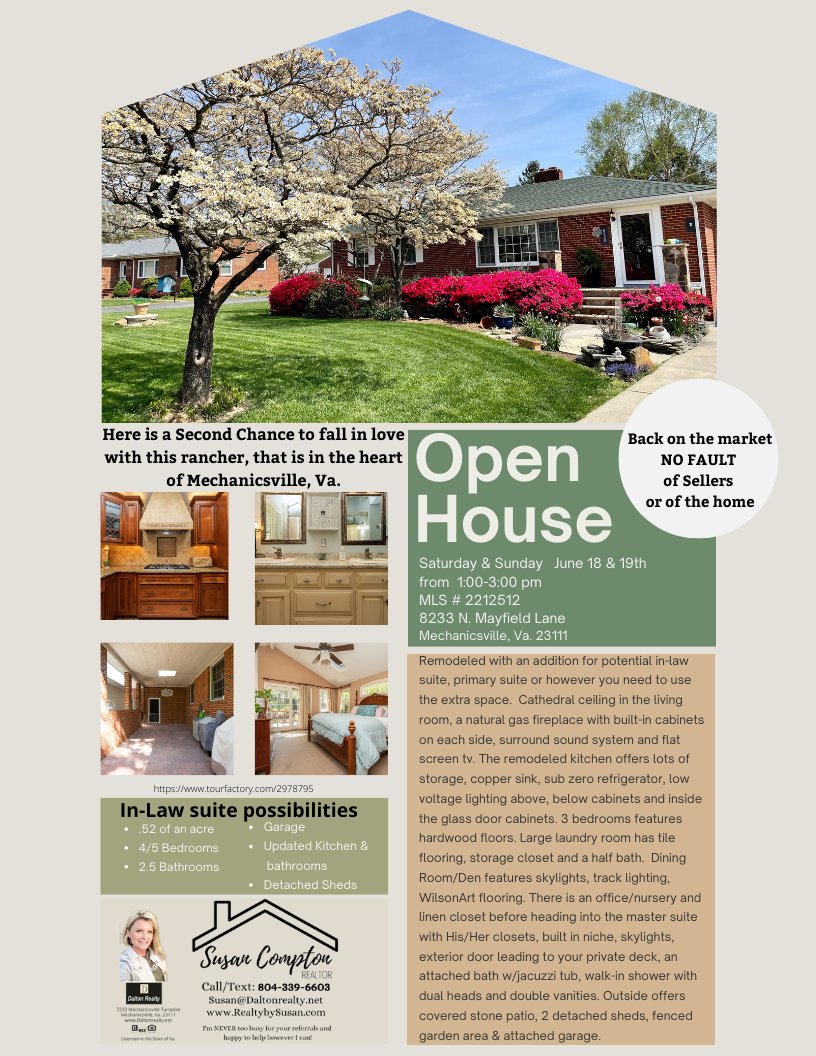 SusanGCompton's tweet photo. Back on the market, NO fault of the Sellers or of the Home!
Here is your second chance to fall in love with this updated rancher with In-Law suite possibilities! https://t.co/depeXOBS9d