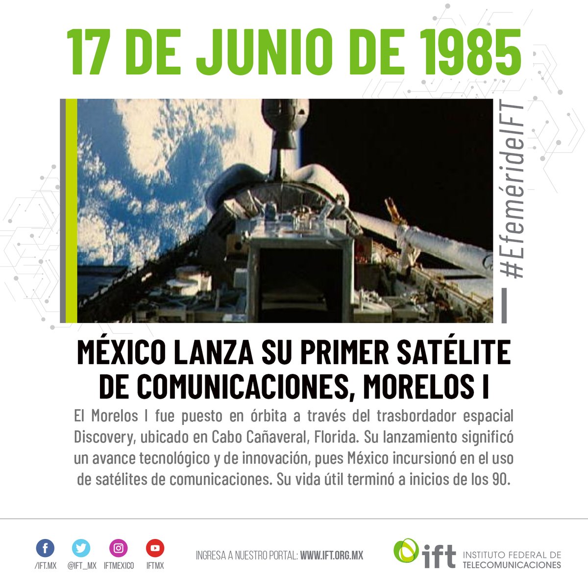 IFT_MX's tweet photo. #EfemérideIFT | Visita el #MapaDeSatélitesGeoestacionarios🌎con Huella en 🇲🇽. En este #MicrositioIFT puedes hacer búsquedas; ubicar posiciones orbitales; así como consultar el Registro Público de Concesiones y la página de Recursos Orbitales🛰del @IFT_MX
🔗https://t.co/GSHISMZkqs https://t.co/tWSo6rMnQX