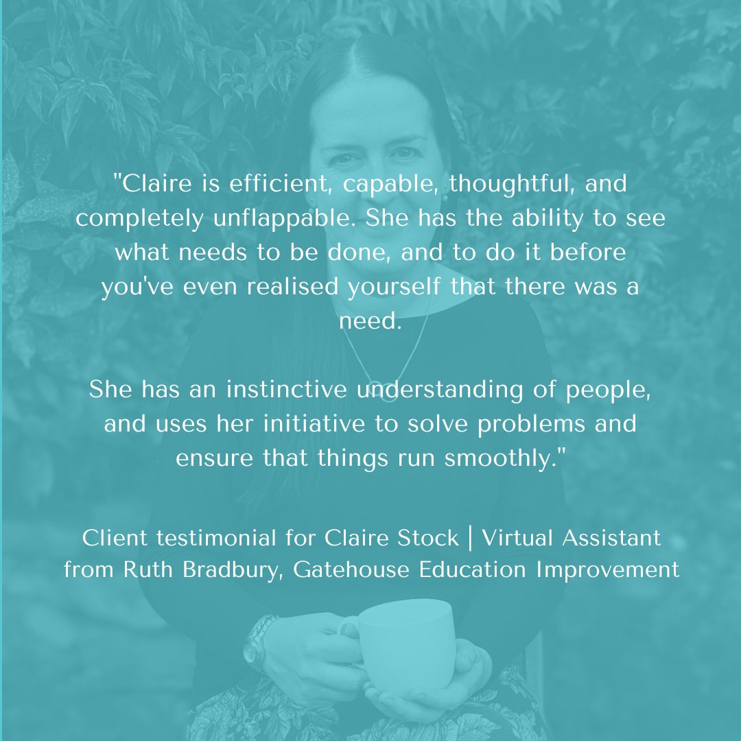 clairestock_va's tweet photo. Thank you Ruth for your very kind words.
#ASafeClaireOfHands #MHHSBD #Testimonial #OutsourceYourAdmin #UKVA #VirtualAssistant #LancashireBusiness #NorthWestBusiness #ImproveProductivity https://t.co/Fv9bMfH1wZ