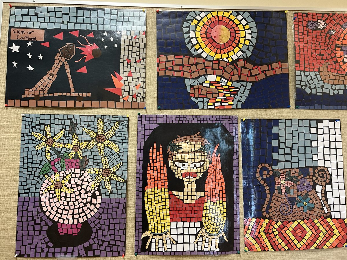SaveenGrewal's tweet photo. Mosaic art from Div2 PART 1 @goldstonepark #ancientrome #artclass #Mosaic #sd36learn https://t.co/0xODiRgKNy