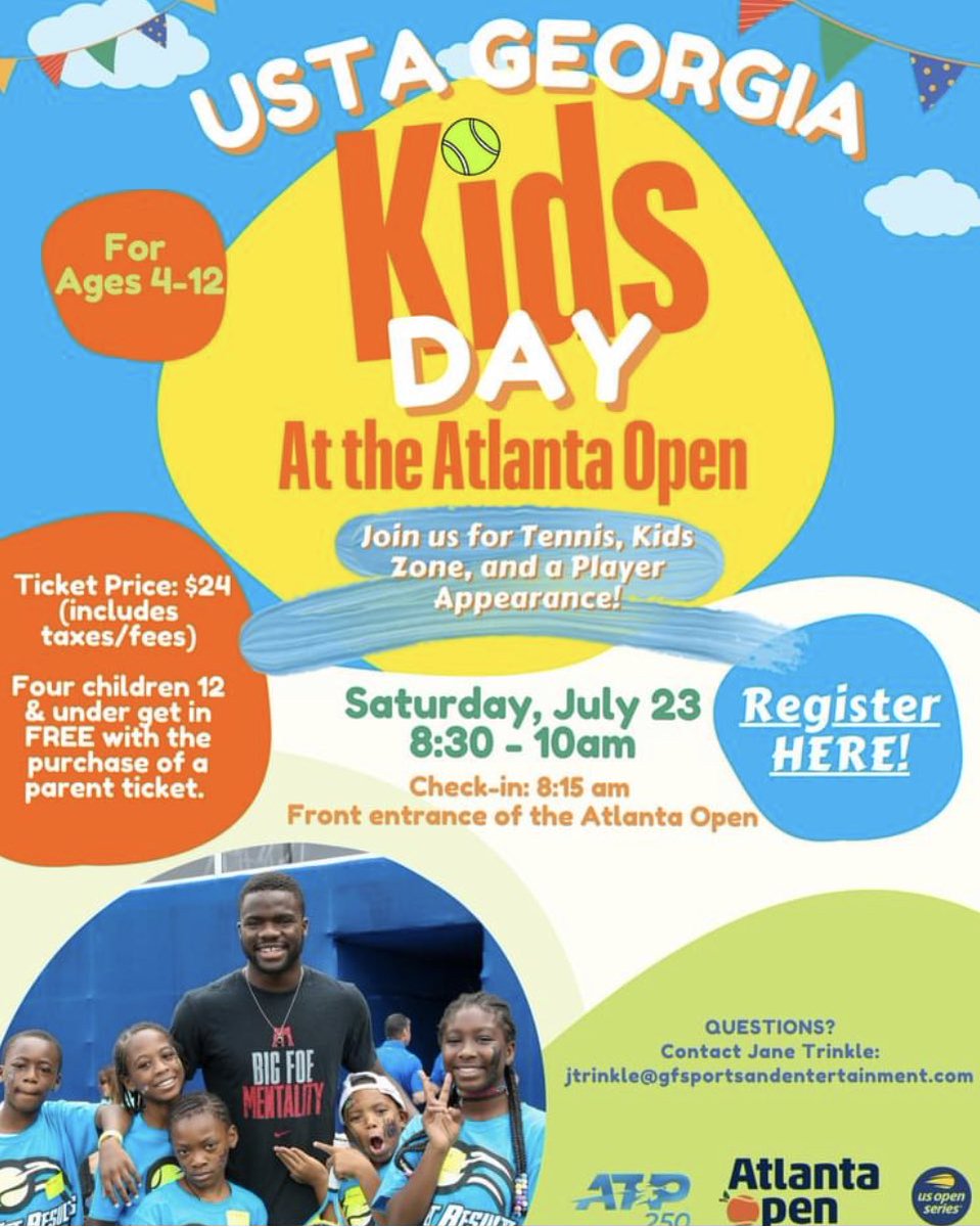 Join us for USTA Georgia Kid’s Day at The Atlanta Open! Register here form.jotform.com/221524832121141
