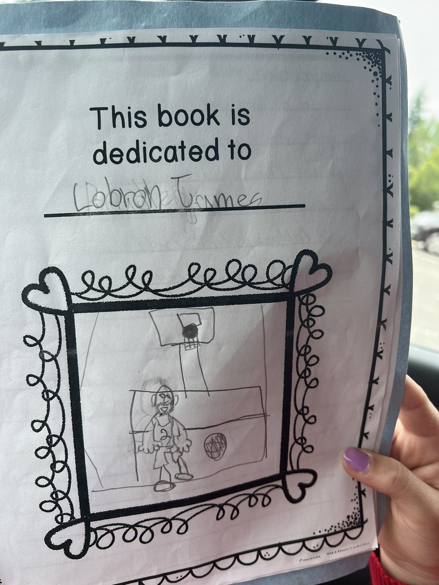 So my 8 year old just dedicated his end of year school book to <a href="/KingJames/">LeBron James</a>. Spelling is sus.