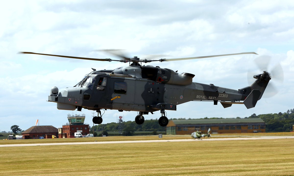 HardernJohn's tweet photo. AW-159 Wildcats at RAF Shawbury to take part in the Falklands Anniversary fly past at National Arboretum 15/06/2022 @royalnavy https://t.co/wwD9Vove5x