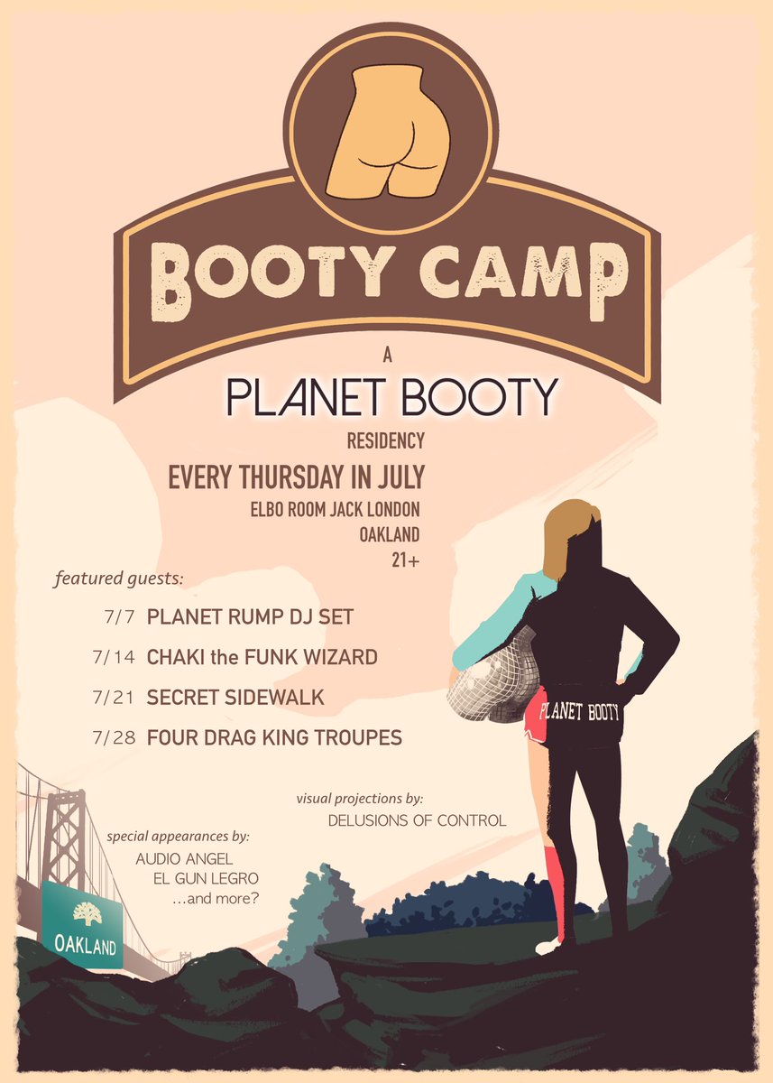 A month of Planet Booty funk, body positivity, inclusivity, consensual dance floors, sequins, guest performers, visual stimulation, &amp; a beautifully eclectic Bay Area community awaits. Booty Camp won’t just change your mood, it may change your life. Tix at planetbooty.org