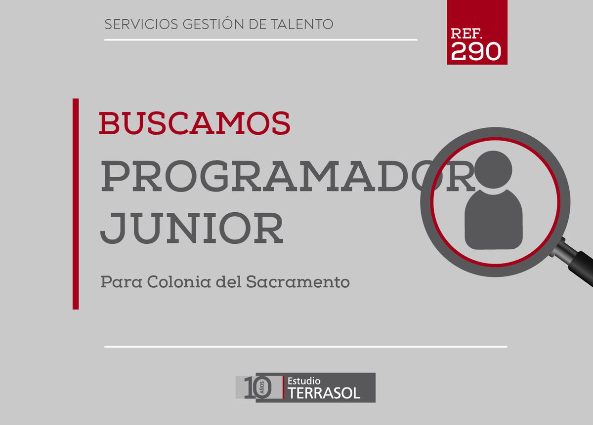 EstudioTerrasol's tweet photo. BUSQUEDA LABORAL
Programador Junior Colonia
Formación terciaria técnica o universitarias en Ingeniería de Sistemas, Programador o similar. Pasión por análisis de información, excelente manejo base de datos y reportes. Experiencia min 2 años
CV  rrhh@estudioterrasol.com ref 290 https://t.co/muoZh8sfd2