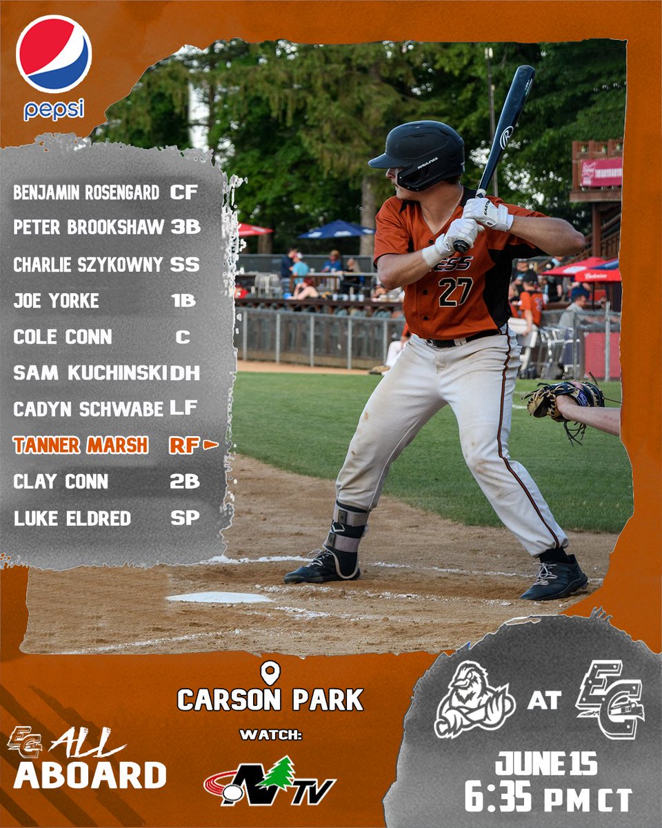 T-minus 2 hours until showtime.
Here is tonight's <a href="/pepsi/">Pepsi</a> Starting Lineup! First pitch is at 6:35! Let's make it 3 in row! 
RHP, <a href="/LukeEldred5/">Luke Eldred</a> is making his Express debut on the mound!
#RollTrains #AllAboard🚂