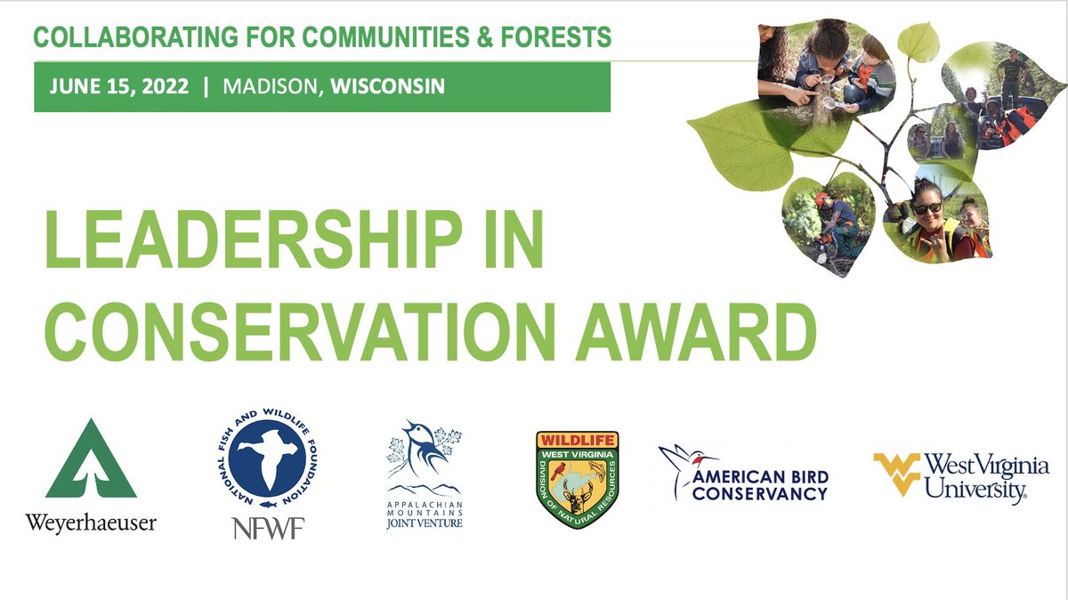 Congratulations to @Weyerhaeuser, @NFWFnews, @AppMountainsJV, @ABCbirds, @wvdnr, & @WestVirginiaU for receiving the SFI Leadership in Conservation Award for spearheading bird #conservation in the Central Appalachians at the 2022 #SFIconf! forests.org/weyerhaeuser-n…