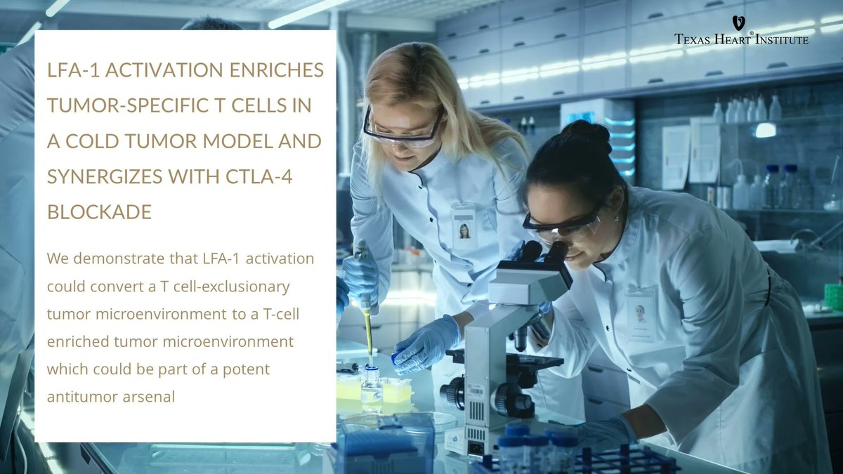 Texas_Heart's tweet photo. LFA-1 activation enriches tumor-specific T cells in a cold tumor model and synergizes with CTLA-4 blockade | #THIPubs #Biediger #Woodside #Vanderslice | @jclinicalinvest https://t.co/3qBOAmmo6m https://t.co/uHQ2bUDBR0