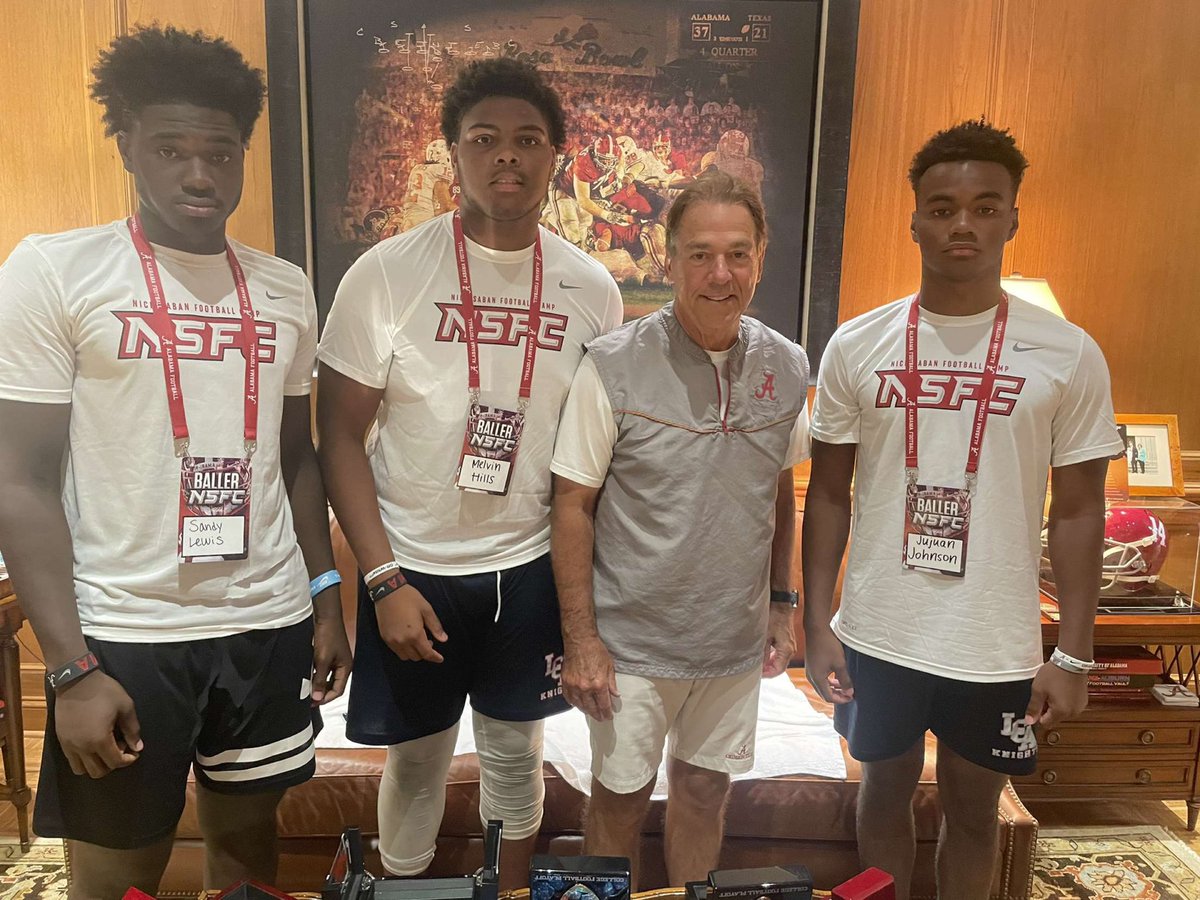 IiiHills's tweet photo. #AGTG after a great camp and conversation with coach Saban I’m blessed and honored to say that I have received and offer from The Alabama @ReggieLeader1 @LCAKnights @samspiegs @JeritRoser @CoachGolding @SWiltfong247 @BHoward_11 https://t.co/xdUSnF8P5a