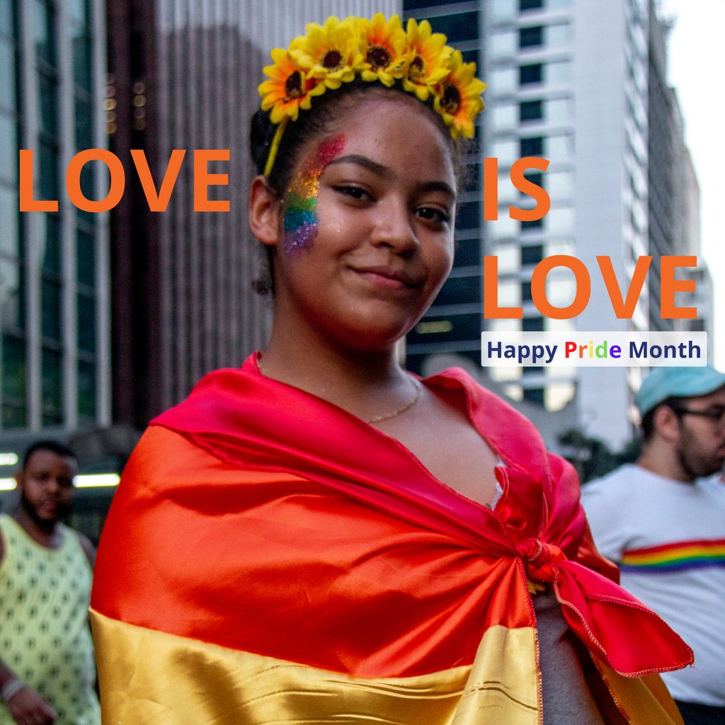 d2hispanic's tweet photo. Just like Hispanic culture, love has no limits! Happy #Pride month to every shade and hue that is 100% you 🧡 https://t.co/G8fqU3GKEM