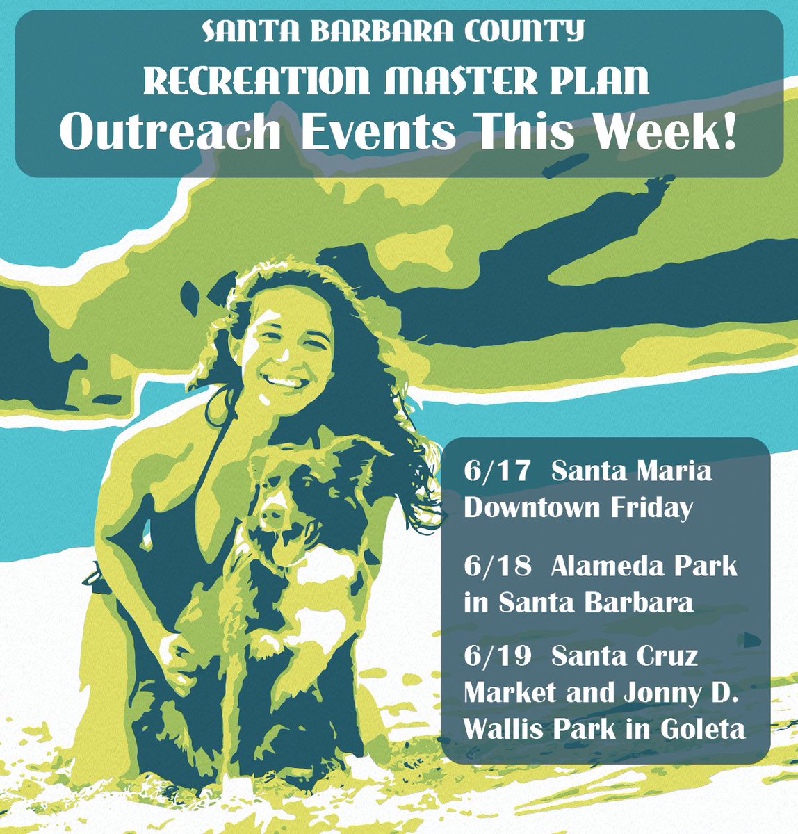 sbcrecplan's tweet photo. This weekend join us in Santa Maria, Santa Barbara, and Goleta! We'll be tabling and giving out information about our project. Hope to see you out! https://t.co/2Q0TqQOMNJ