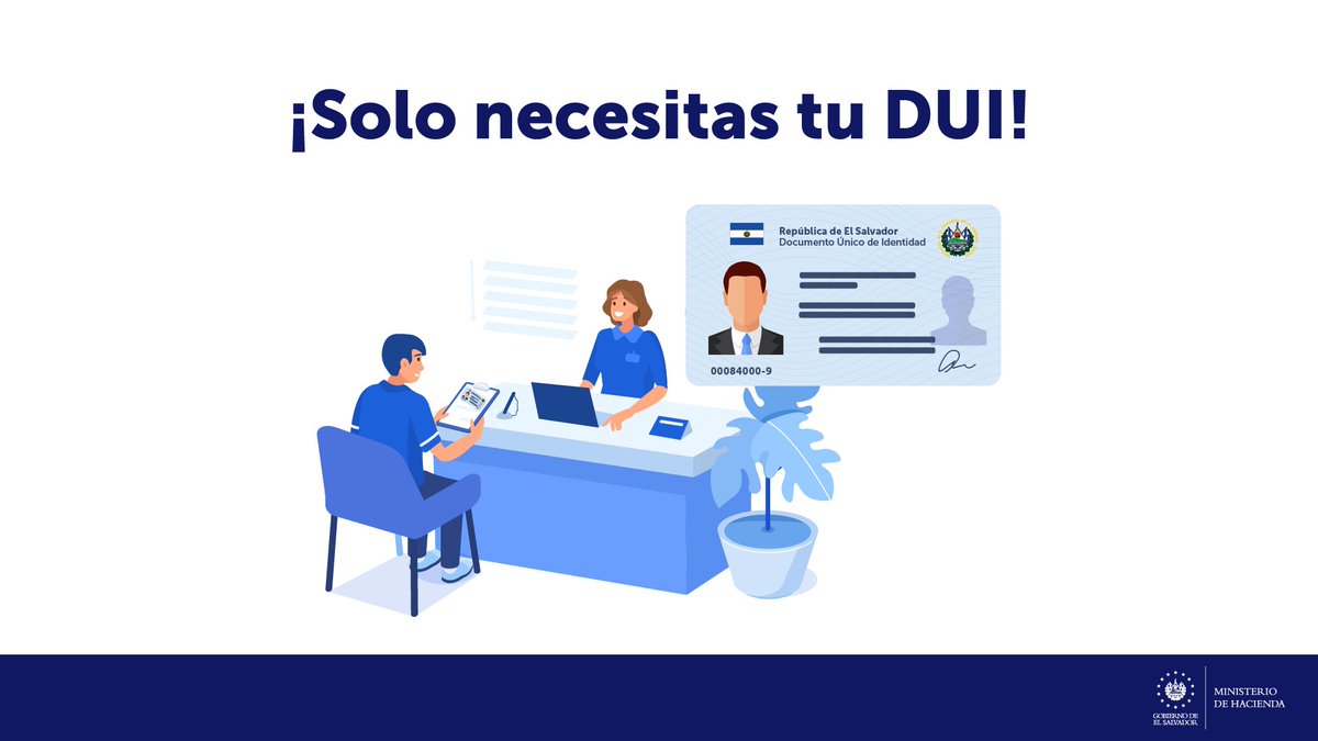 ¡Solo necesitas tu DUI!
Con la homologación automática del NIT con el número de DUI, las personas naturales, mayores de 18 años, salvadoreñas, solamente necesitan este documento para realizar:
▶️ Trámites bancarios
▶️ Procesos tributarios
▶️ Trámites universitarios
▶️ Entre otros