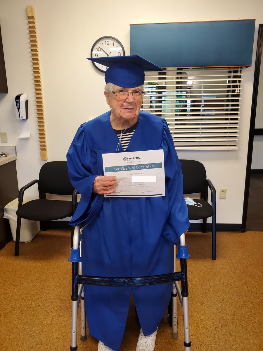 ValleyViewHC's tweet photo. Congratulations on your graduation from Valley View's Therapy Rehabilitation! We wish you all the success on your return home Marjorie! https://t.co/3ilfKPmnyi
