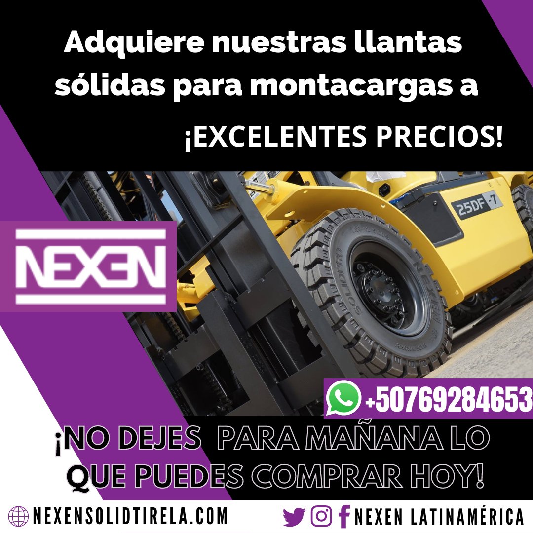 NexenLA's tweet photo. NEXEN, la llanta para montacargas con el mejor costo/hora del mercado, comprobado y garantizado. ✅

Presentamos la solución y combinación perfecta entre calidad y economía, brindando la seguridad y desempeño óptimo a tu montacargas con su línea de llantas sólidas. https://t.co/SliJdk4skp