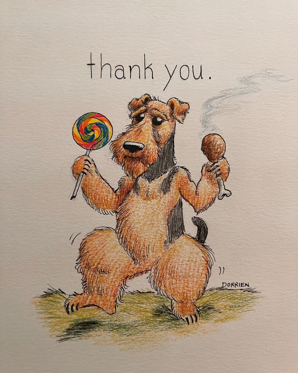 Here’s a hand drawn “thank you” postcard I’ll be sending out to my top tier patrons on <a href="/Patreon/">Patreon</a> it’s a caricature of my annoying dog. Support me if you can! patreon.com/mattdorrien
#patreon #illustration #songwriter #caricature #MyDogSteppedOnABee
