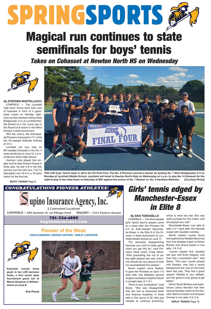 Lead sports page published June 15, 2022 localheadlinenews.com/lynnfield-vill…