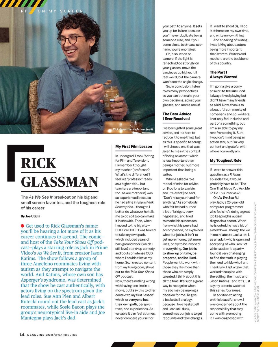 RickGlassman's tweet photo. Thank you @joeutichi &amp; @DEADLINE for the #AwardsLine feature, and for liking @AsWeSeeItPV so much. https://t.co/hp3OHUDPcf