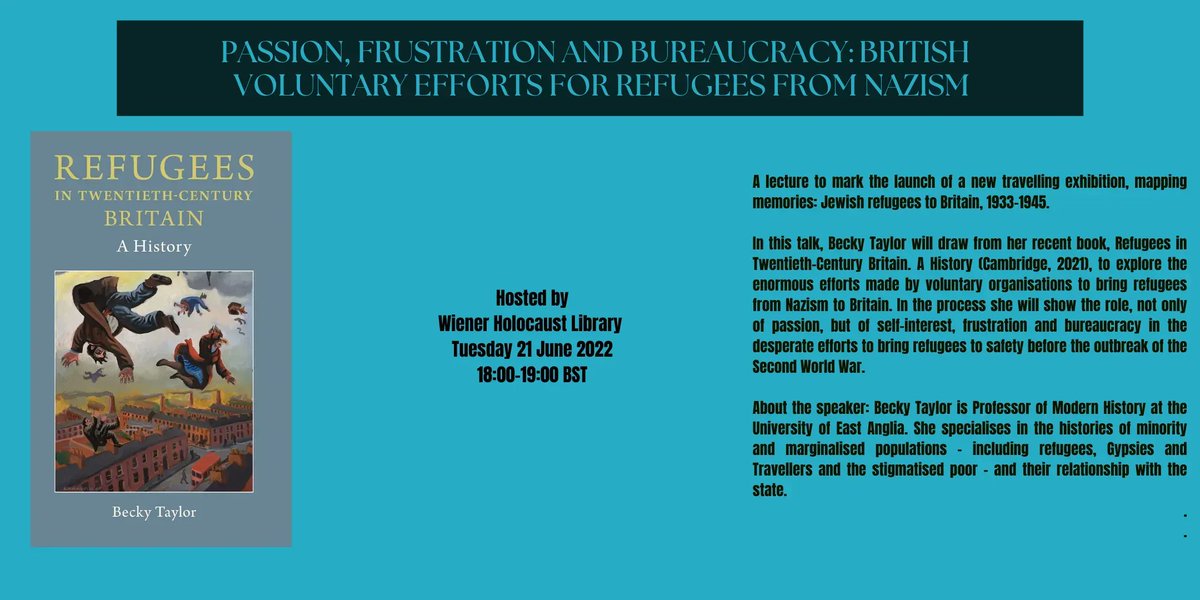 wienerlibrary's tweet photo. To mark the launch of the Library's new travelling exhibition #MappingMemories, Becky Taylor will draw from her recent book to explore the enormous efforts made by voluntary organisations to bring refugees from Nazism to Britain. Tues 21 June: https://t.co/ib56Anu9df #RefugeeWeek https://t.co/QSRB10llg4