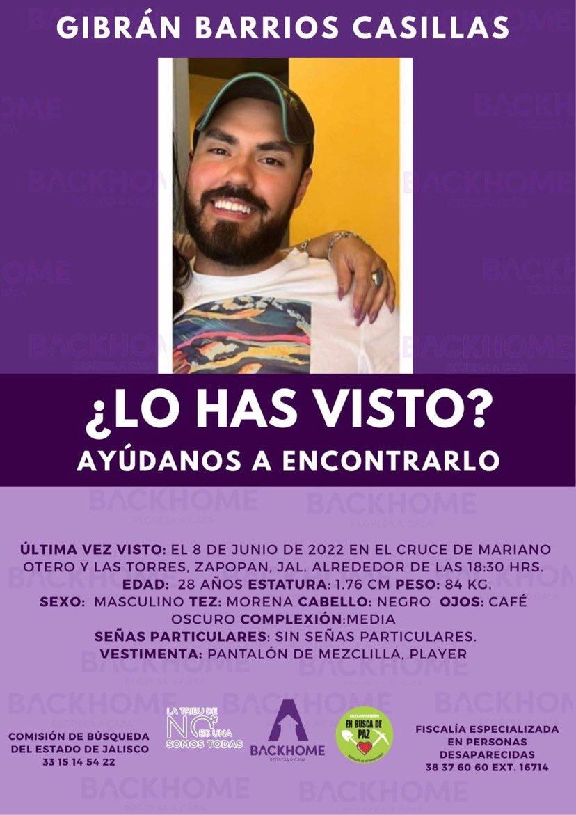 sophiamoncada's tweet photo. UNA SEMANA y no sabemos nada de él. @EnriqueAlfaroR nuestro gobernador no ha recibido a su familia y @FiscaliaJal solo pide “esperar y esperar” 

Por favor ayuda compartiendo, queremos a Gibran en casa pronto #GibranDeVuelta #HastaEncontrarteGibran #GibranDeRegreso https://t.co/kz5Z25Sk3a
