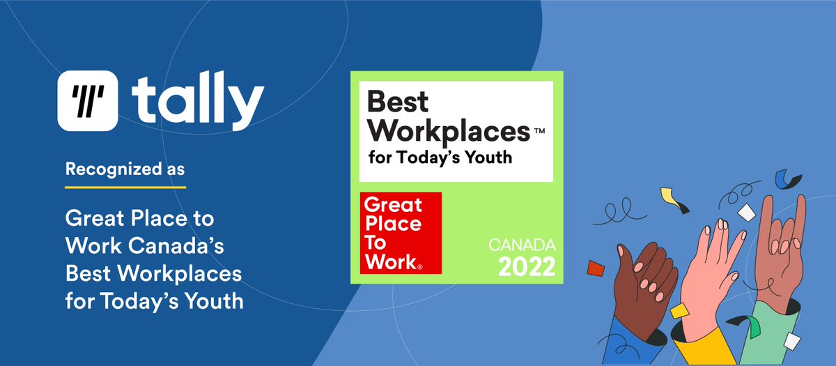 Tally (@meettally) on Twitter photo Since opening our Vancouver office 5 yrs ago, Canadians now make up a third of our team.
We’re proud to share that we’ve been named to the 2022 <a href="/GPTW_Canada/">Great Place to Work Canada</a> list of Best Workplaces for Today’s Youth! tallyapp.co/3tCnDUa Since opening our Vancouver office 5 yrs ago, Canadians now make up a third of our team.
We’re proud to share that we’ve been named to the 2022 <a href="/GPTW_Canada/">Great Place to Work Canada</a> list of Best Workplaces for Today’s Youth! tallyapp.co/3tCnDUa