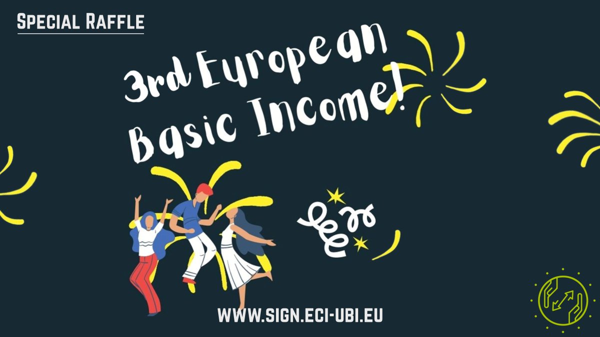 🥳🎈🎉+ 10.000 new signatures in the last two days! 
Keep signing for Unconditional #BasicIncome in Europe by June 25, 2022! 👉🏽 <a href="/EciUbi/">eci-ubi</a> 

You want to win #UBI? Take part in our special raffle and register now: ubi4all.eu