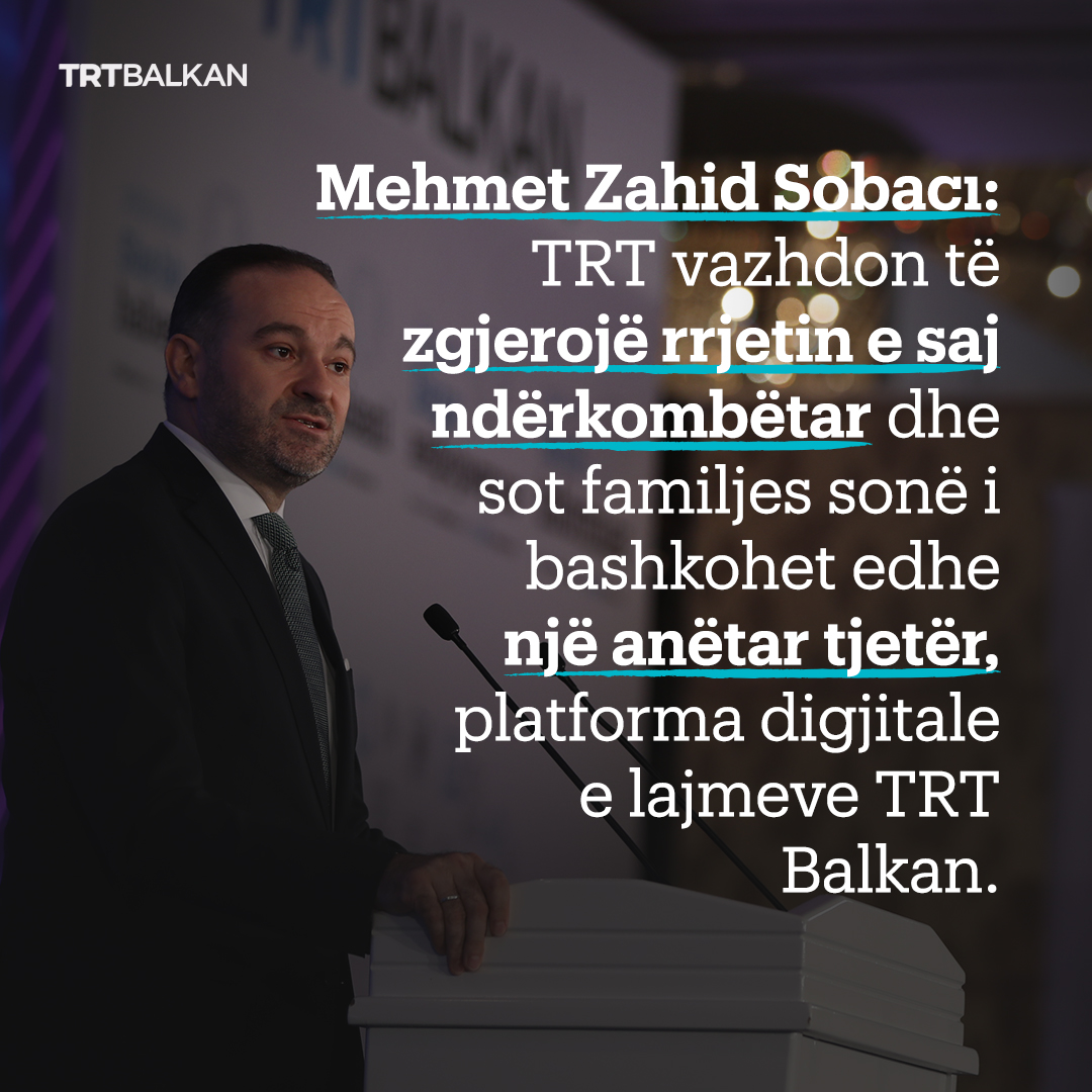TRTBalkanAL's tweet photo. Drejtori Gjeneral i TRT-së, Mehmet Zahid Sobacı:
Besoj se në rrugëtimin tonë që sapo ka nisur me TRT Balkan, përmbajtja jonë do të bëhet më e pasur çdo ditë e më shumë.
Do të vazhdojmë të punojmë me kanale, produksione dhe projekte të reja.
#trtbalkanal #lajme #ballkan https://t.co/kNZNh6IcRj