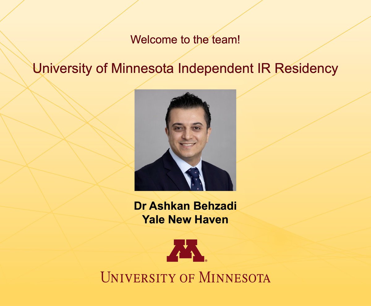 Donna D'Souza MD, FSIR (@donnadsouzamd) on Twitter photo Excited to announce our Independent IR Residency match results - welcome <a href="/AshkanHbehzadi/">ashkan behzadi</a> to our <a href="/UMNRadiology/">U of MN Radiology</a> IR family!
#MatchDay #IRadRes #FellowMatch Excited to announce our Independent IR Residency match results - welcome <a href="/AshkanHbehzadi/">ashkan behzadi</a> to our <a href="/UMNRadiology/">U of MN Radiology</a> IR family!
#MatchDay #IRadRes #FellowMatch
