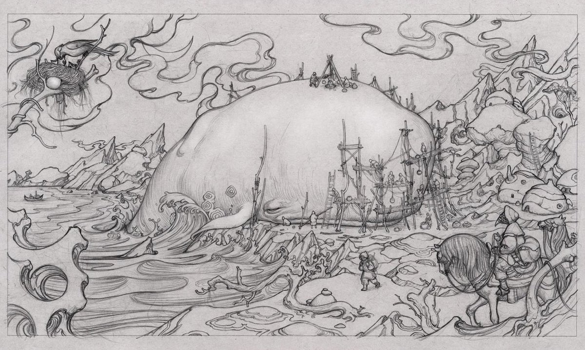 outland_art's tweet photo. Chosen for the most foul task of the harvest, he is summoned to descend into the head of the whale to extract the oil and entrails. 

However, inside the expanse of the whale’s skull, he finds the Pagoda . . ."

🕯️🌊🕯️

https://t.co/oJLnnrcFam

@JamesJeanArt #AdriftNFT 

(5/5) https://t.co/vcHWatlikB