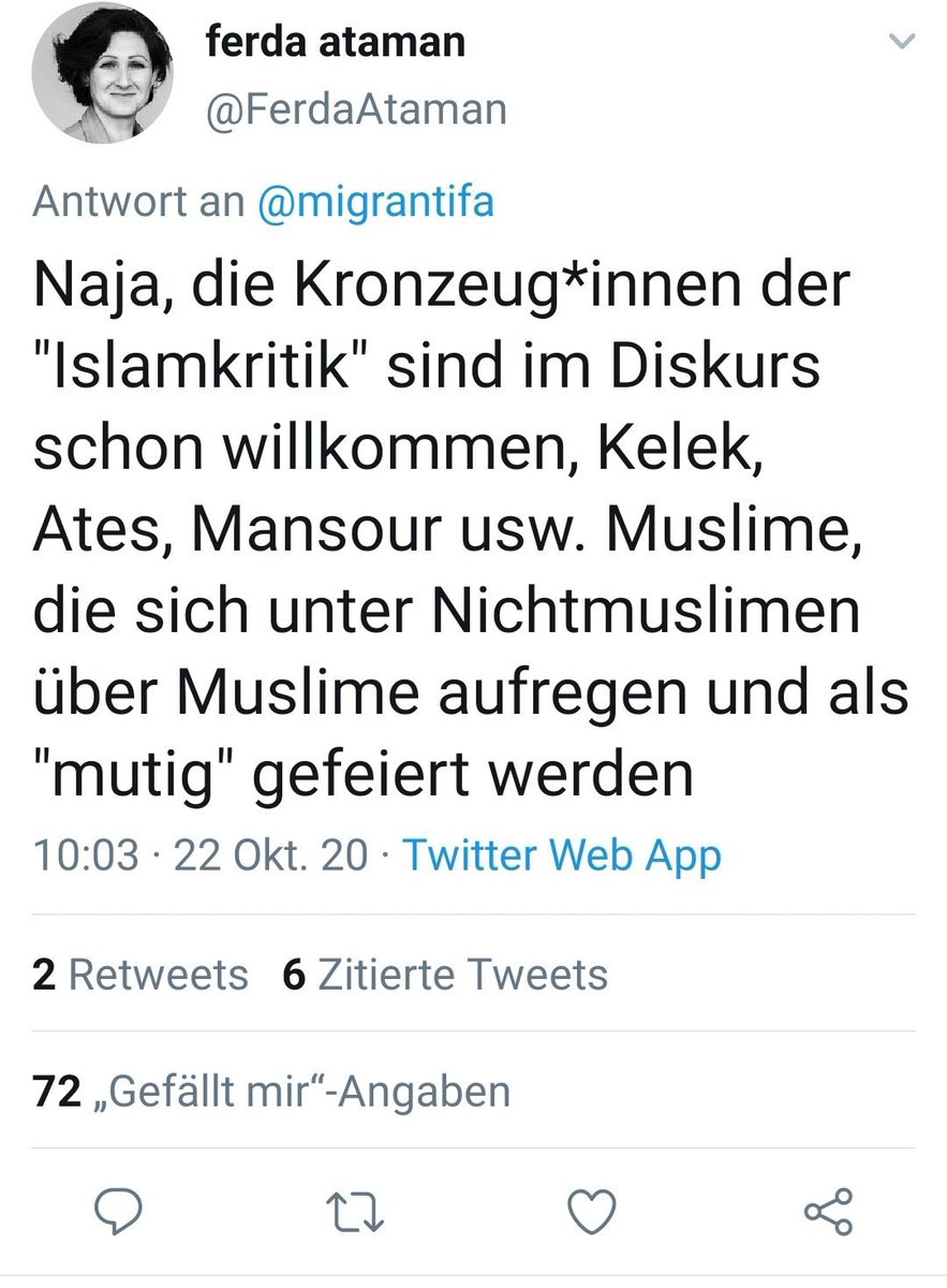 AhmadMansour__'s tweet photo. Mit dieser Personalie als Antidiskriminierungbeauftragte zeigt die Bundesrepublik, was sie wirklich von den Bemühungen hält den Islam zu demokratisieren, vom täglichen Kampf für Menschenrechte, Mündigkeit und Meinungsfreiheit, nämlich nichts! So viel zu „gefeiert“. https://t.co/x63jREHj4x