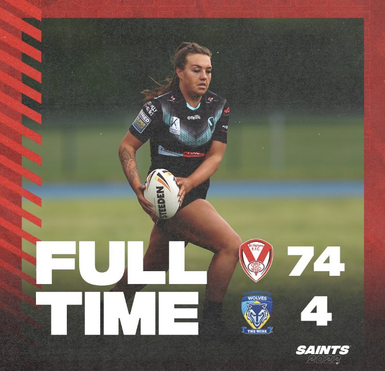 FT’ 🧊⚫️ Saints u19s 74-4 Warrington Wolves u19s 🐺

👏 What a performance! Saints run in fourteen tries to defeat Wire tonight. Second half tries from McGovern, Brussels (2), Meakin, Humphries, Williams (2) and Bragg! 

#COYS