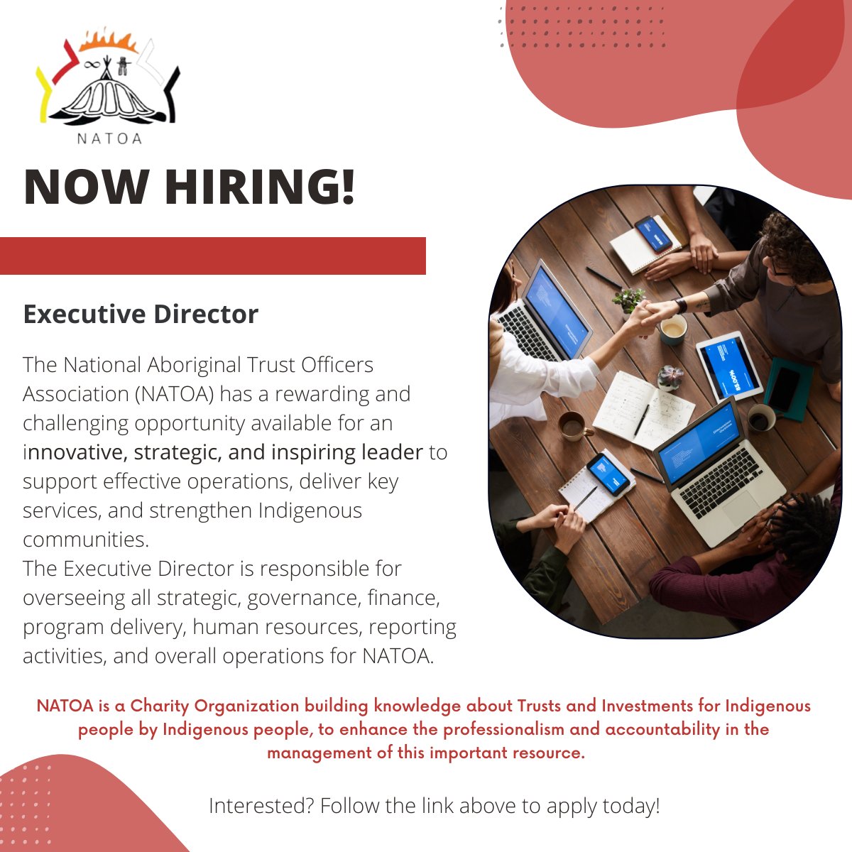NATOA is looking for an Executive Director who will oversee all strategic, governance, finance, program delivery, Human Resources, reporting activities, and overall operations for NATOA. If this sounds like you, click on the link to apply: loom.ly/Xi0l9Vs #jobopportunity
