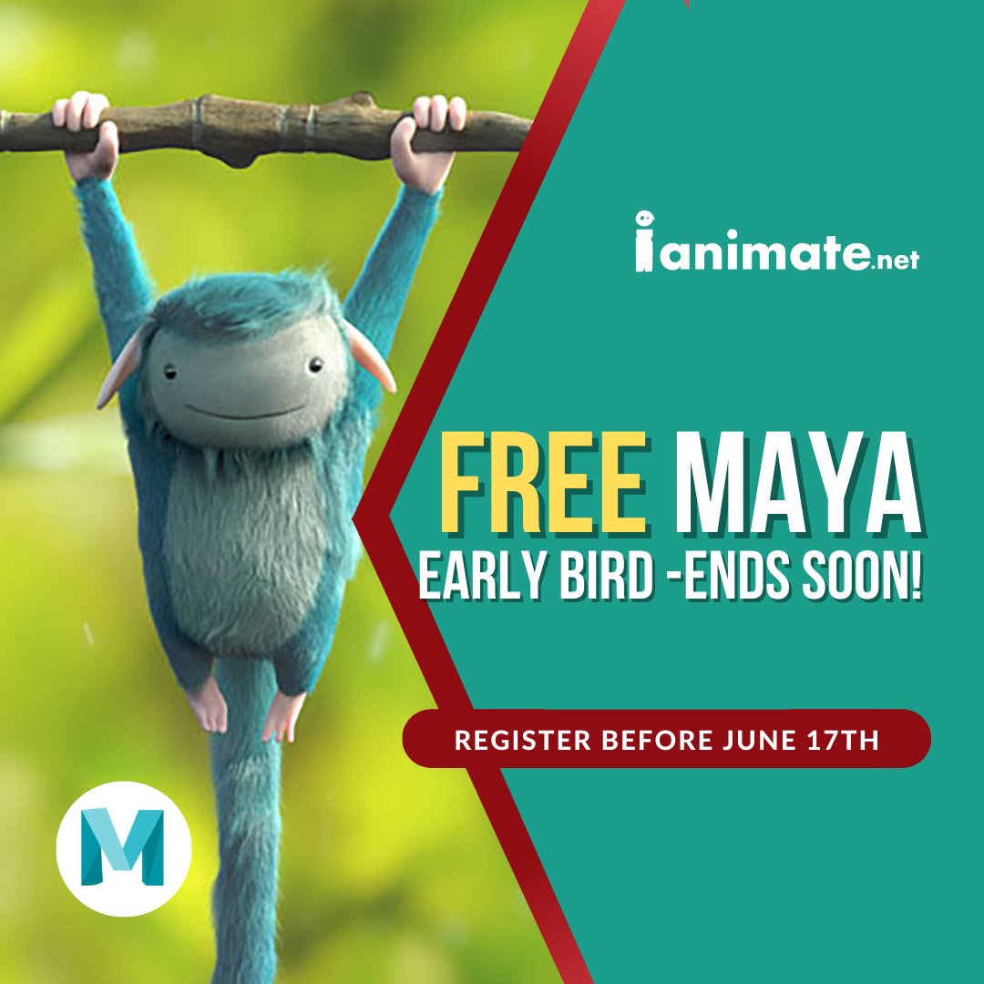 iAnimate's tweet photo. EARLY BIRD OFFER ends this FRIDAY 17/06/22! ๐ฆ
โ๏ธ GET a 3 month Maya License for FREE!
Learn More: https://t.co/Q17qqhAE1T
#ianimate #createanimation #features #games #vfx #rigging #mayaanimation https://t.co/FoyRArfV4L