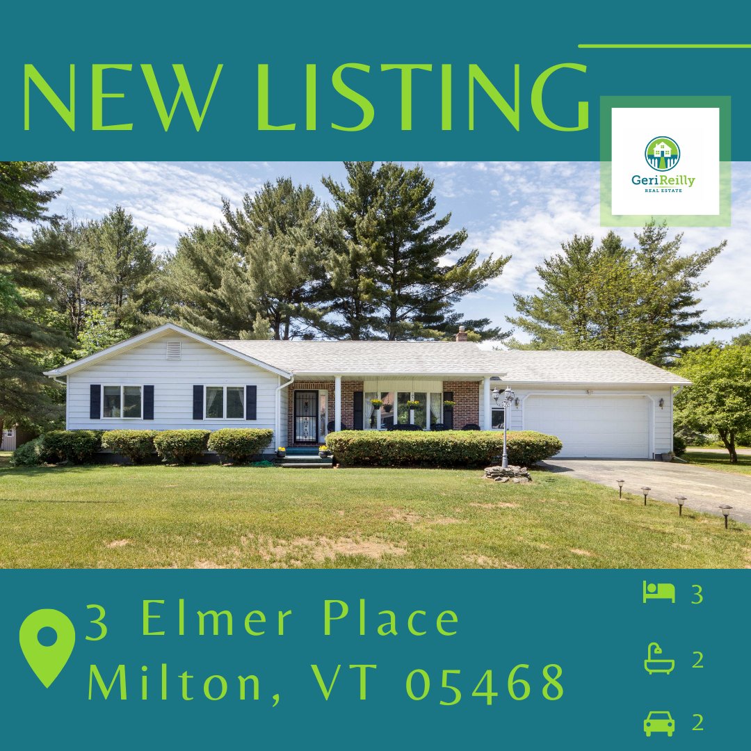 Looking for a beautiful one level home✨?! This listing gets even better with its corner lot location, cozy back deck and spacious backyard 💚. 
#vermont  #vermontrealestate #vermontrealestateforsale #vermontrealestateagent #miltonvermont #newonthemarket