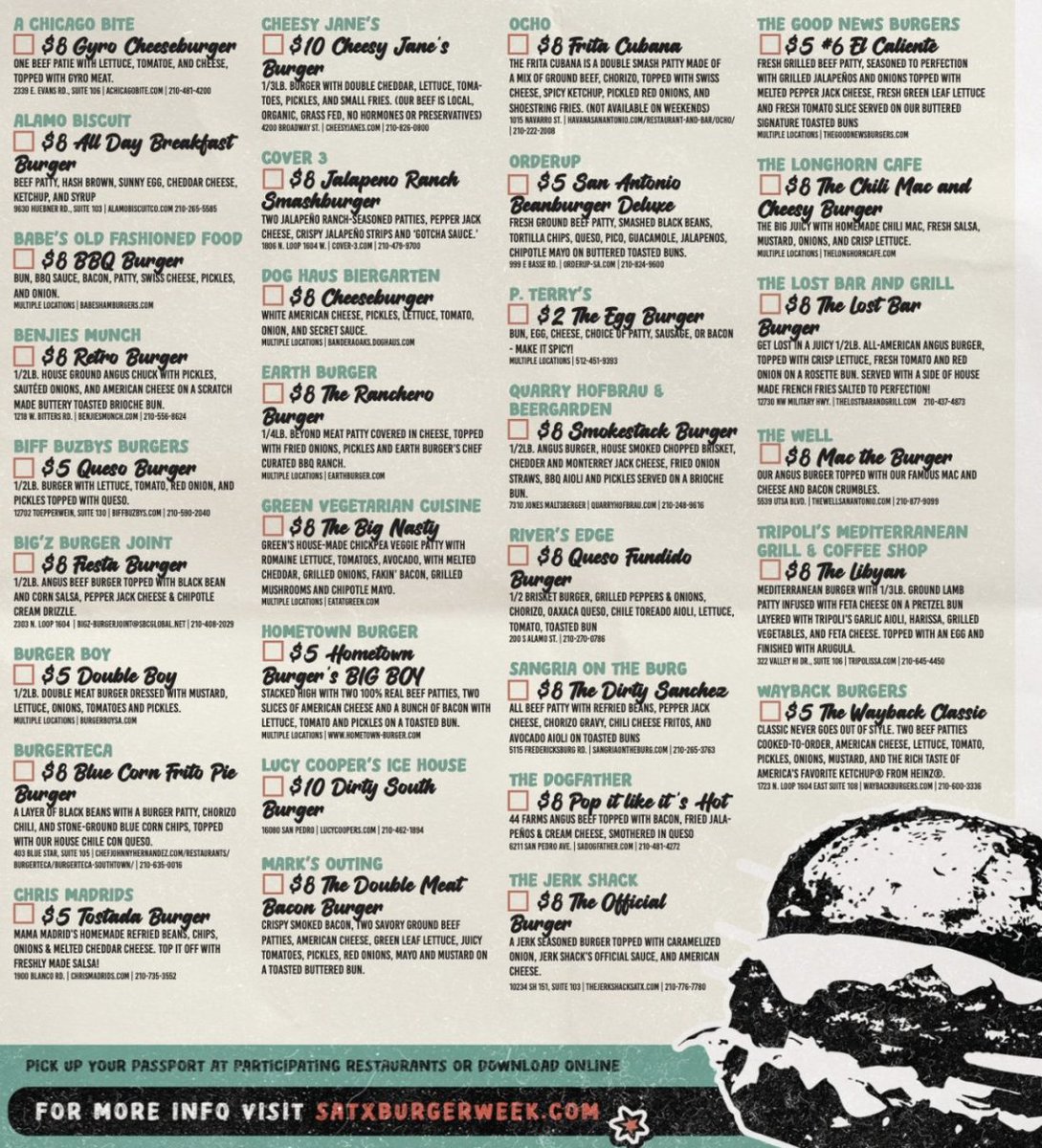 satscribe's tweet photo. Midway through #satxburgerweek and I'm just now planning where to hit up a couple of places. Remember, it benefits @safoodbank https://t.co/aEAicEmXlP