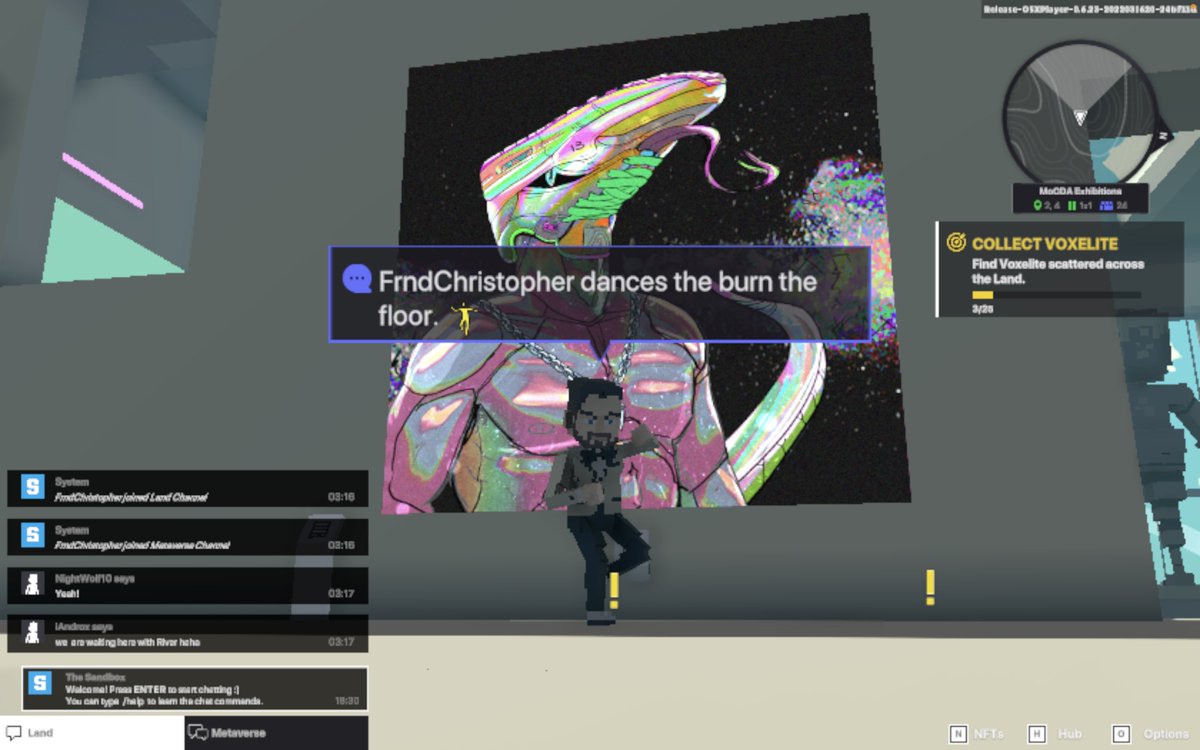 FrndChristopher's tweet photo. @TheSandboxGame @MOCDA_ I just participated in the #TheSandbox weekly contest for a chance to win 200 mSAND! Here is my favorite piece from the exhibition, check out my screenshot below!
👇 https://t.co/yBe9NdCsYW